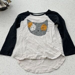 Tea Collection Cat Graphic Long Sleeve Tee - Black, White, and Gray